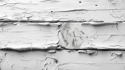 Obraz premium A white wooden surface with peeling paint and wood grain. The surface appears to be old and worn, with a sense of history and character