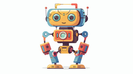 Toy robot flat vector illustration. Childish plaything