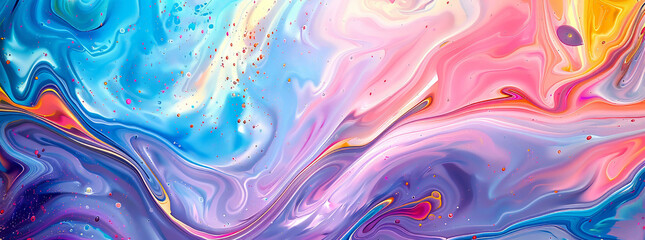 Abstract colorful background with swirling liquid paint and vibrant colors. A fluid, psychedelic...
