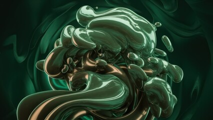 Obraz premium Fluid Motion Green Ink Smoke Background in Abstract Style