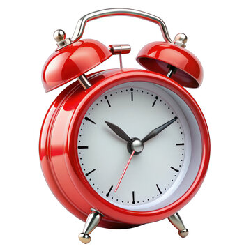 red alarm clock on white