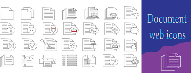 Document web icons in line style. Clipboard, certificate, accept, approved, invoice, archive.