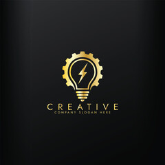 Electric Light bulb and gear logo vector design