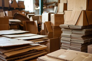 Obraz premium Efficient shipping: moving cardboard packaging