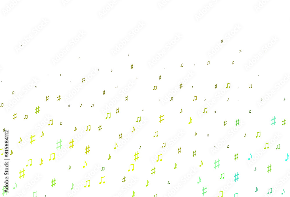 Wall mural light green, yellow vector texture with musical notes.