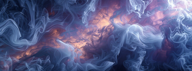 A captivating abstract artwork featuring delicate swirls of smoke floating across the canvas. The...