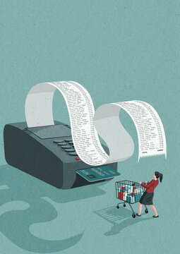 Woman shocked at length of grocery receipt