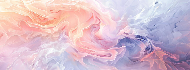 A dreamy abstract composition highlighting soft pastel tones and delicate brushstrokes. The colors...