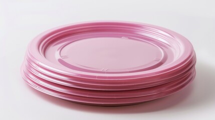 Pile of Basic Plastic Pink Party Plates