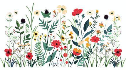 Fototapeta na wymiar Vertical floral card with spring wild flowers 