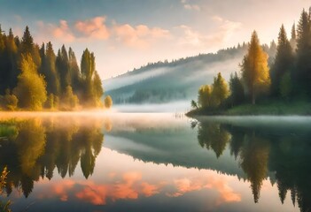 Fototapeta premium sunrise over the lake