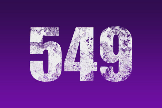 flat white grunge number of 549 on purple background.