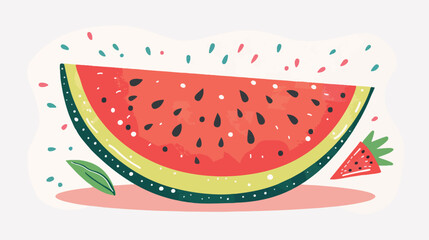 Watermelon flat vector illustration. Summer fruits 