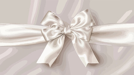 White glossy satin ribbon or tape decorated with bow.