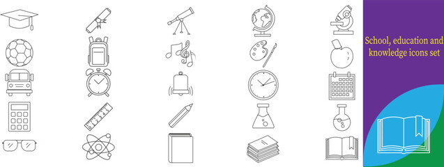 school, education and knowledge icons set 