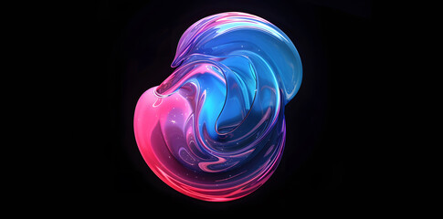 Holographic blob bubble shape isolated on black background