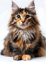 Powerful and Captivating Portrait of a Maine Coon Cat with Striking Features and Vibrant Coloring