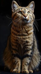 Fototapeta premium Captivating 3D Rendered Portrait of a Curious and Attentive Domestic Tabby Cat