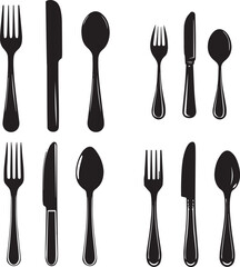 silhouettes of fork spoon and knife