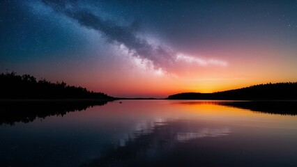 Stars reflected in the water of the archipelago during sunset