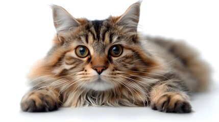 Obraz premium Captivating Feline Portrait of a Domestic Cat in a Serene White Setting