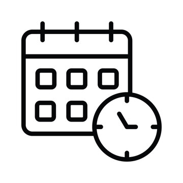 recommend clip art: Calendar with clock, concept icon of timetable in modern style
