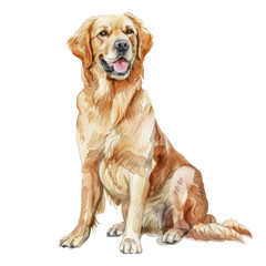 Golden retriever watercolor isolate illustration png.