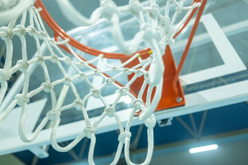 detail of the netting of a basketball basket hoop