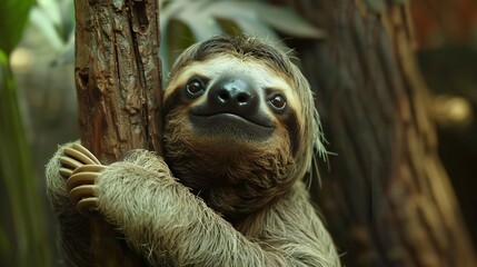 Fototapeta premium Friendly sloth mockup cute animal wildlife promotion template