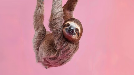 Obraz premium Friendly sloth mockup cute animal wildlife promotion template