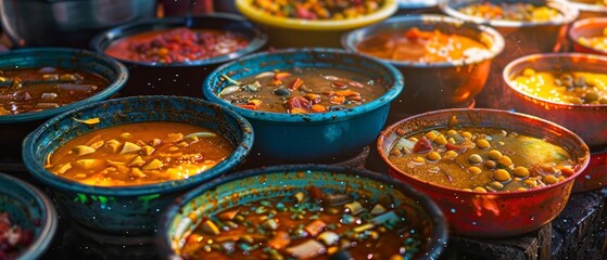 Fototapeta premium An artistic representation of a busy soup kitchen scene