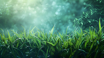 Obraz premium nature green grass with bokeh background,generative ai