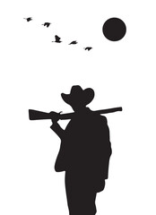Bird Hunter Silhouetted vector eps