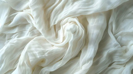 Obraz premium crumpled white cotton fabric texture blanket background.generative ai