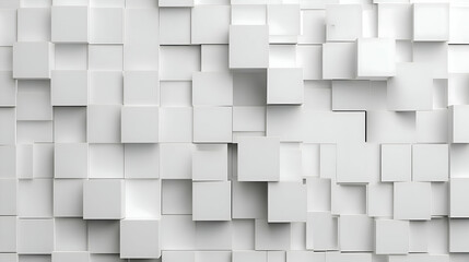 white photograph showcasing a white wall 3d covered in textured square cube.generative Ai