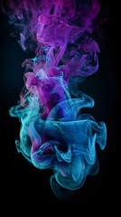 Fototapeta premium A colorful smoke trail is shown in the air. The smoke is a mix of blue, purple, and pink. Concept of creativity and artistic expression