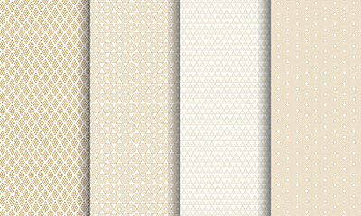 Modern seamless pattern design. Set of pattern with gold and white color background.