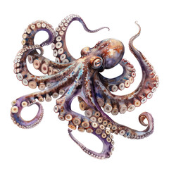 Obraz premium Octopus watercolor isolate illustration png.