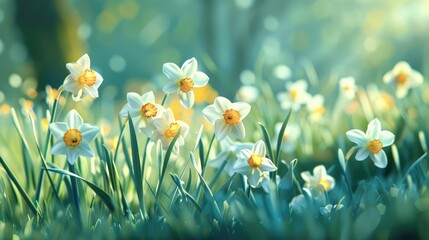 Fototapeta premium Bright and lovely daffodils in the spring
