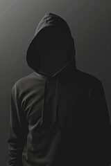 Mysterious figure in dark hoodie shrouded in shadows