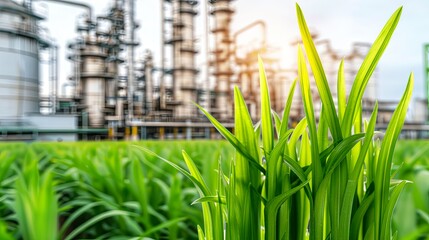 Obraz premium Green foliage in industrial plant background
