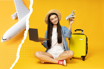 Summertime and travel concept with young girl, image for your advertising © Atlas