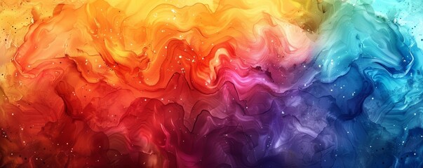 Vibrant watercolor background with a splash of rainbow colors, textured and flowing, perfect for lively and energetic designs