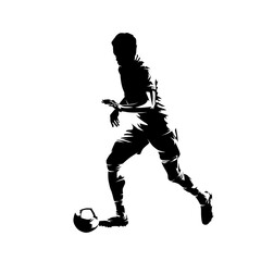 Football player, kicking ball soccer, abstract isolated vector silhouette