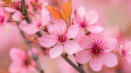 Fototapeta premium Pink plum blossoms in the spring