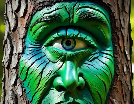 AI generated illustration of a green cyclope tree