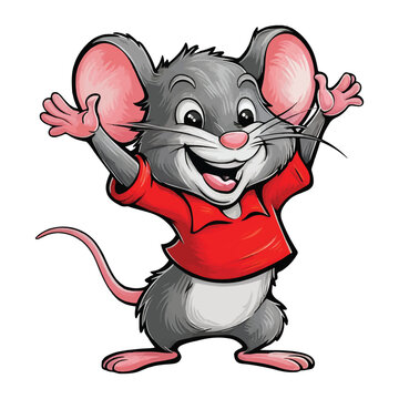 recommend clip art: Vector cartoon smiling mouse on a white background