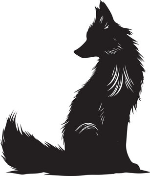 black wolf silhouette sitting profile