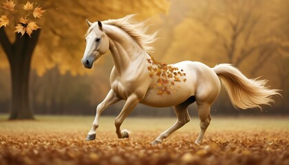 Obraz na płótnie Canvas Create an image of a golden horse prancing playful upscaled_2