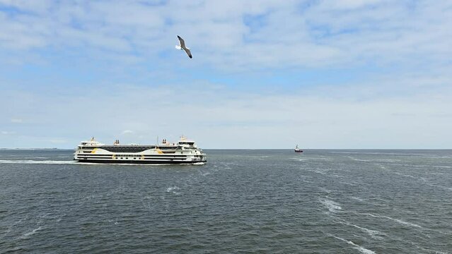 Ferrie between Den Helder and the Isle of Texel, the Netherlands. ferrie vessel with cars and passengers
